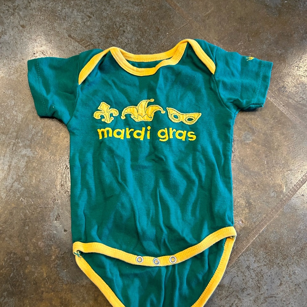 Green and Yellow Mardi Gras Kids One Piece